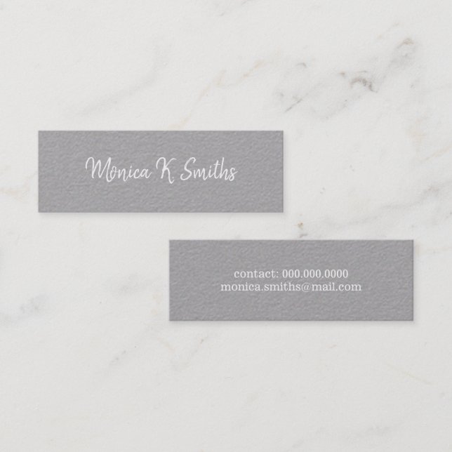 minimalist script-font-style elegant & modern gray mini business card (Front/Back)