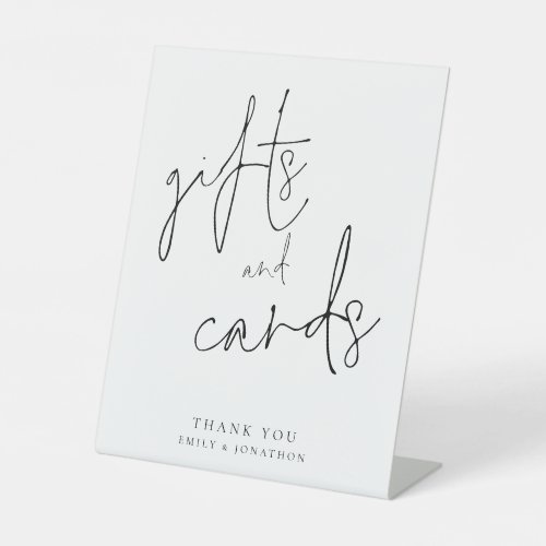 Minimalist Script Gifts Cards Wedding Any Color Pedestal Sign