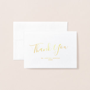 Minimalist Script Gold Foil Mini Wedding Thank You Foil Card