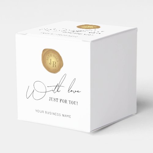 Minimalist Script Gold Wax Stamp Corporate Logo Favor Boxes