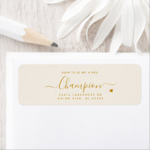 Minimalist Script Gold Wedding Return Address Label