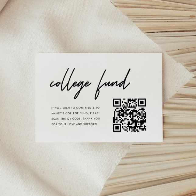 Minimalist Script Graduation College Fund QR Code Enclosure Card (Creator Uploaded)