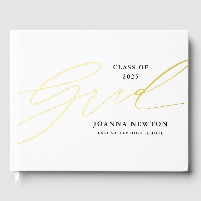 Minimalist Script Graduation Foil Guestbook (Front)