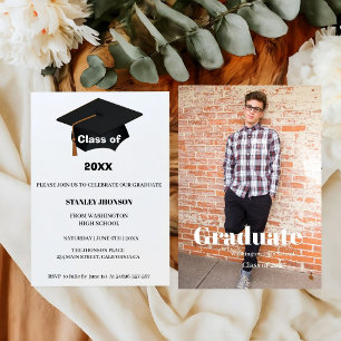Minimalist script graduation invitation