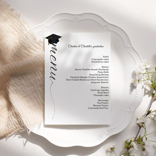Minimalist script  Graduation party dinner menu 