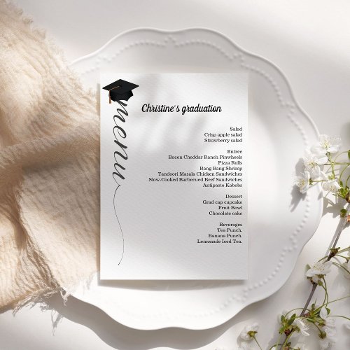 Minimalist script  Graduation party dinner menu 