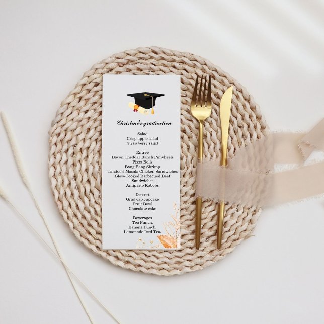 Minimalist script Graduation party dinner menu  (Creator Uploaded)