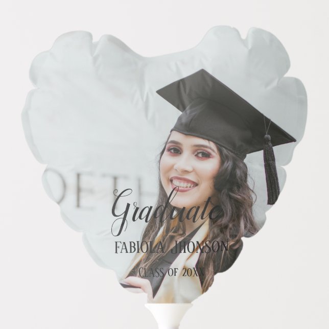 Minimalist script graduation photo  balloon (Front)