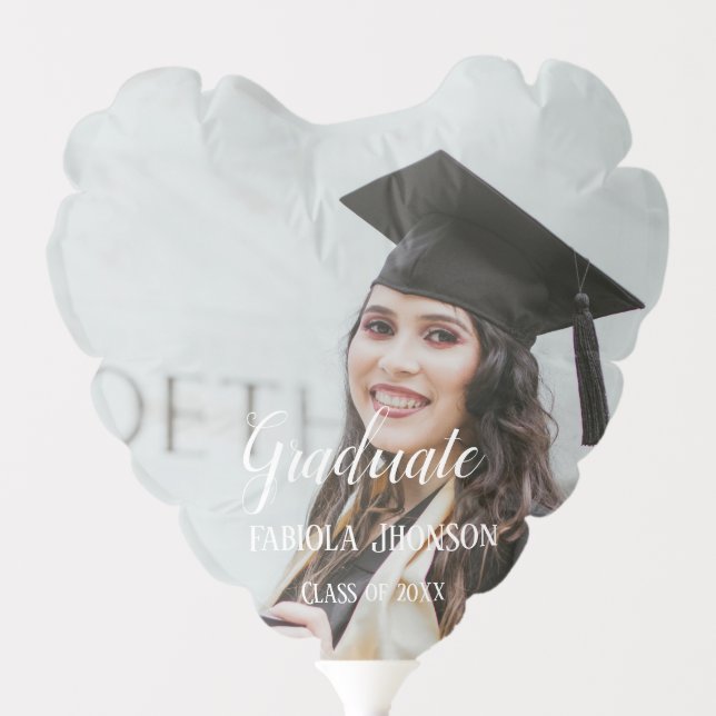 Minimalist script graduation photo  balloon (Front)