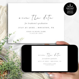 Minimalist Script Graduation Save The Date