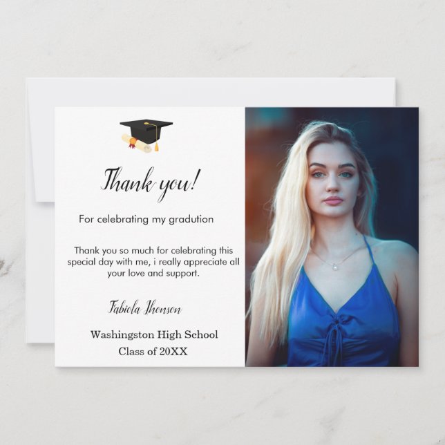 Minimalist  Script graduation thank you message (Front)