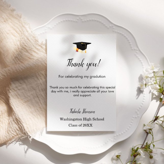 Minimalist  Script graduation thank you message Card (Creator Uploaded)