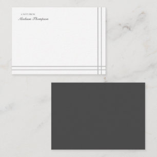 Minimalist Script Gray White 2 Side Double Border Note Card