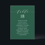 Minimalist Script Green Seating Plan Table Number<br><div class="desc">This is a customizable table number seating plan. It features a whimsical script and classic typography on a green background. Personalize by adding your own details. This minimalist table seating plan is perfect for weddings,  baby showers,  bridal showers,  birthdays,  and so much more.</div>