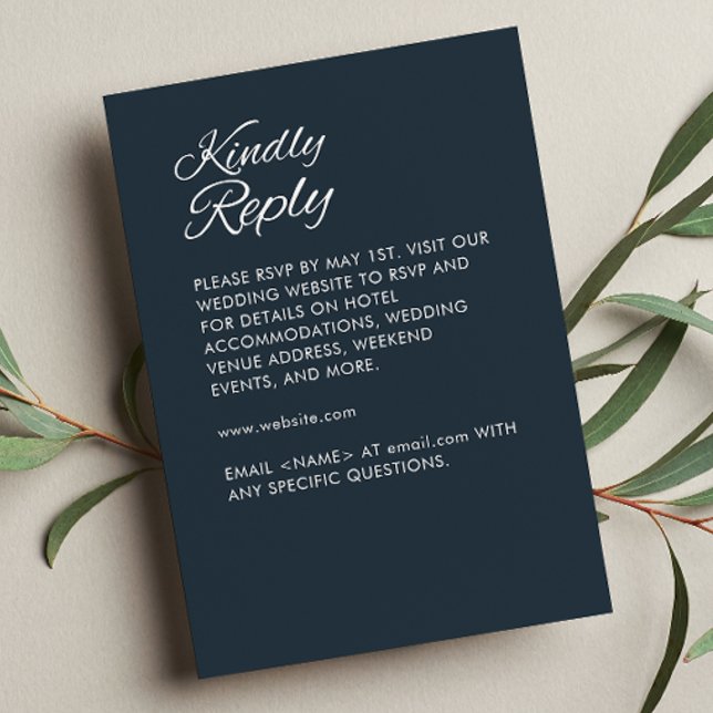 Minimalist Script Gunmetal Blue Wedding RSVP Card (Creator Uploaded)