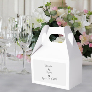 Minimalist Script Hand Written Typography Wedding Favor Boxes