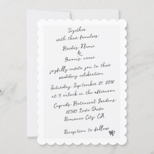 Minimalist Script Hand Written Typography Wedding Invitation