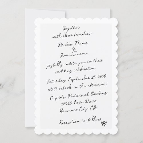 Minimalist Script Hand Written Typography Wedding Invitation
