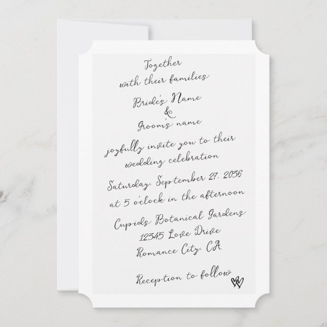 Minimalist Script Hand Written Typography Wedding Invitation (Front)