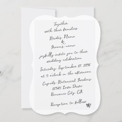 Minimalist Script Hand Written Typography Wedding Invitation