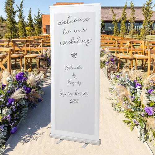 Minimalist Script Hand Written Typography Wedding  Retractable Banner