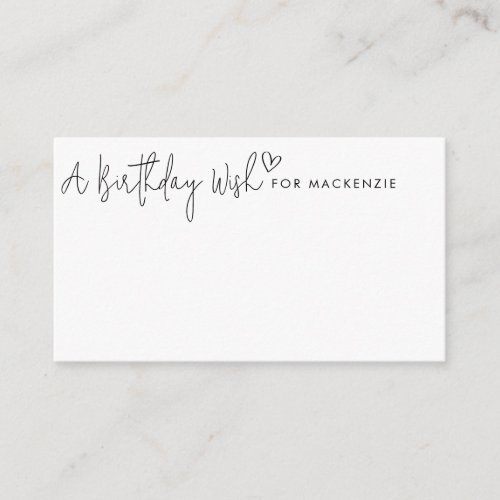 Minimalist Script  Heart Birthday Wish Jar Card