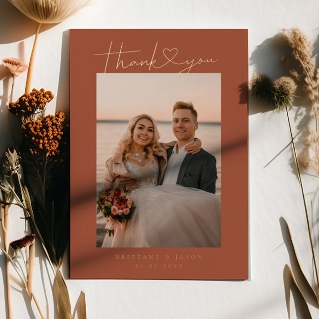 Minimalist Script Heart Wedding Photo Card (Creator Uploaded)