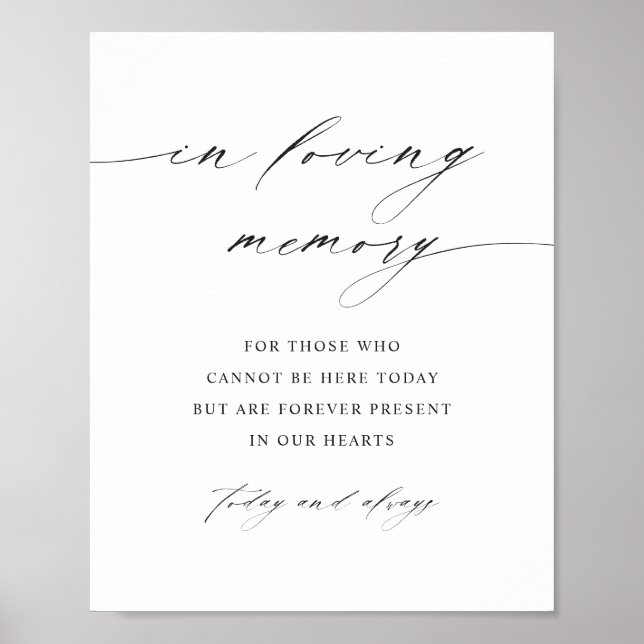 Minimalist Script In Loving Memory Wedding Sign (Front)