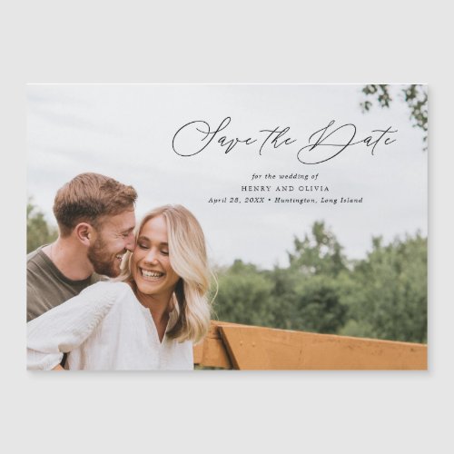 Minimalist Script Landscape Save the Date Magnet