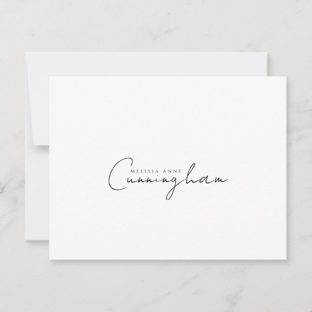 Minimalist Script Last Name Stationery Note Card (Front)