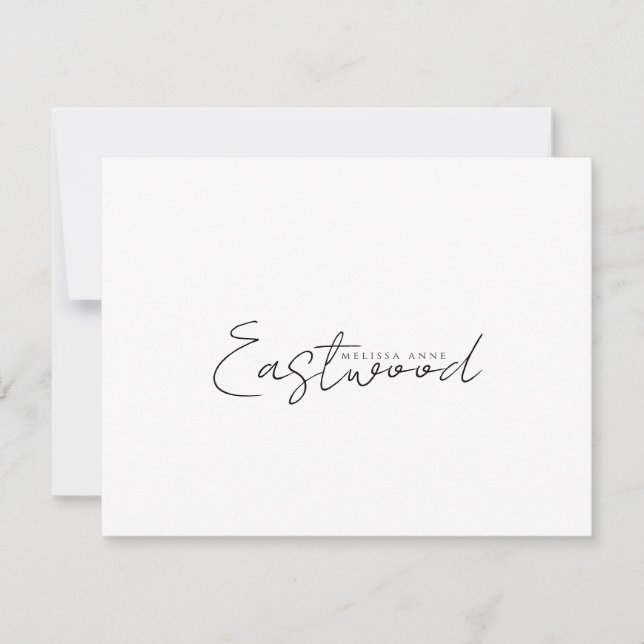 Minimalist Script Last Name Stationery Note Card (Front)