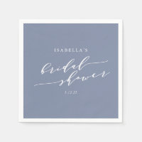 Minimalist Script Lettering Blue Bridal Shower