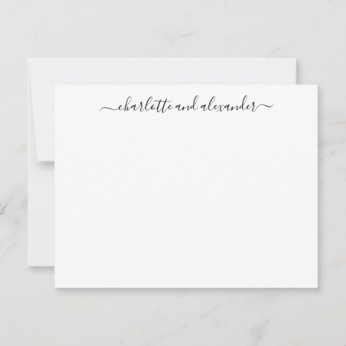 Minimalist Script Lettering Personalized Couples Note Card