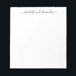Minimalist Script Lettering Personalized Couples  Notepad<br><div class="desc">Minimalist Script Lettering Personalized Couples Notepad</div>