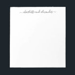 Minimalist Script Lettering Personalized Couples  Notepad<br><div class="desc">Minimalist Script Lettering Personalized Couples Notepad</div>