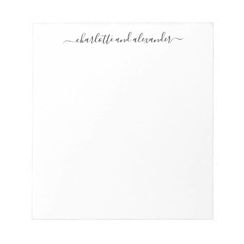 Minimalist Script Lettering Personalized Couples  Notepad