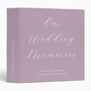 Minimalist Script Lilac Custom Wedding Photo  3 Ring Binder