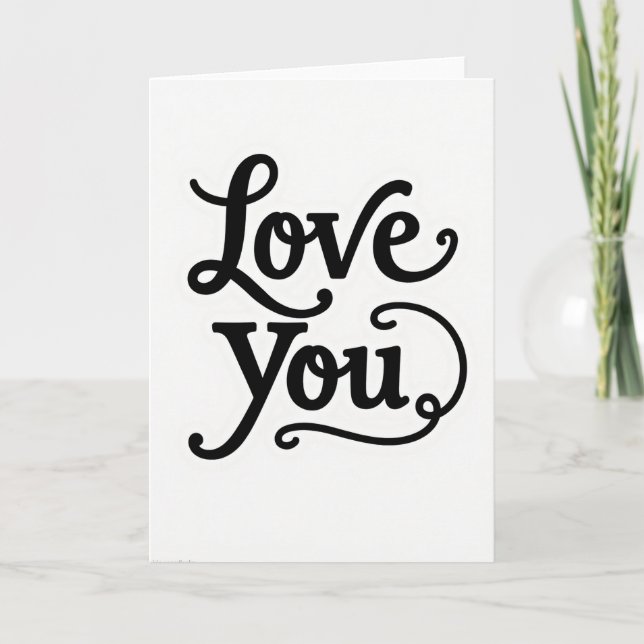 Minimalist Script Love You Card (Front)