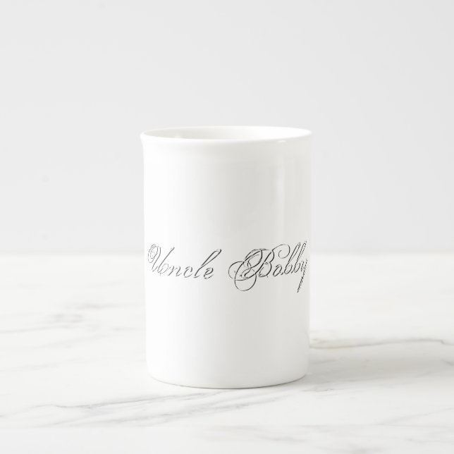 Minimalist Script Lovely 3d Monogram Bone China Mug (Front)