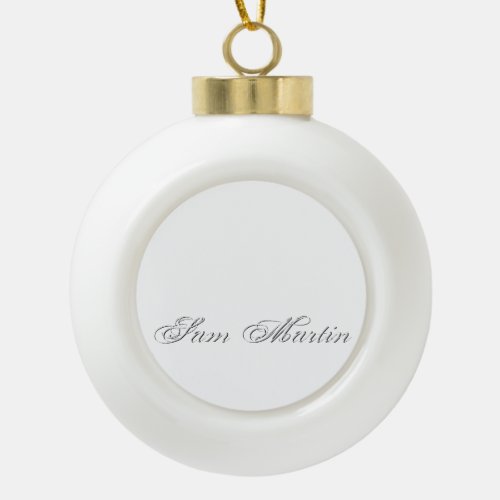Minimalist Script Lovely 3d Monogram Ceramic Ball Christmas Ornament