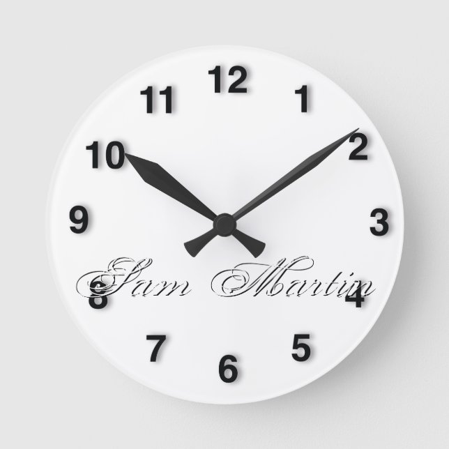 Minimalist Script Lovely 3d Monogram Round Clock (Front)