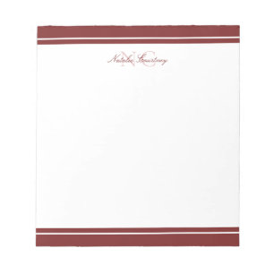 Minimalist Script Maroon Two Border Monogram Notepad
