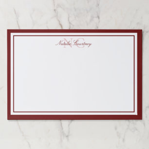 Minimalist Script Maroon Two Border Monogram Paper Pad