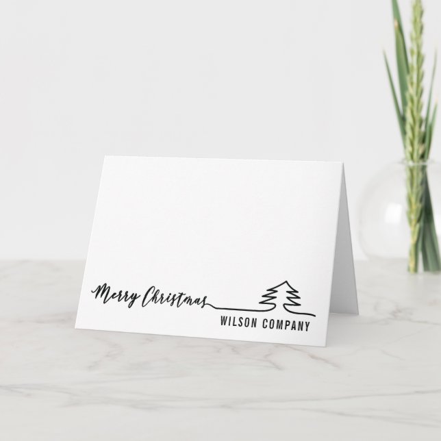 Minimalist script Merry Christmas  corporate Holiday Card (Front)
