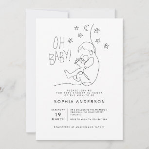 Minimalist Script Modern Black Baby Shower  Invitation