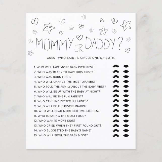Minimalist Script Modern Black Mommy or Daddy (Front)