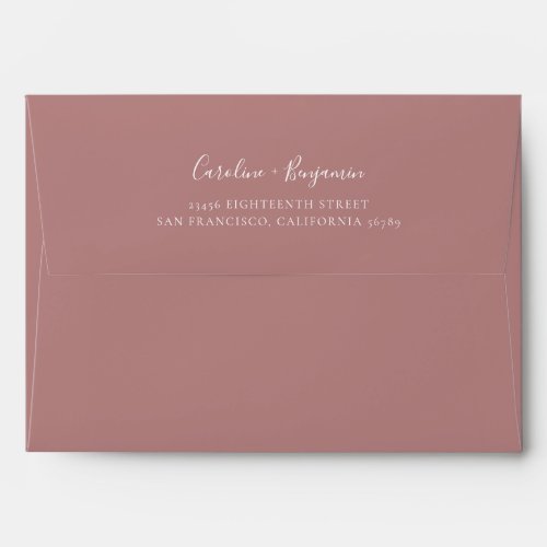 Minimalist Script Modern Boho Dusty Rose Wedding  Envelope