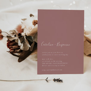 Minimalist Script Modern Boho Dusty Rose Wedding Invitation