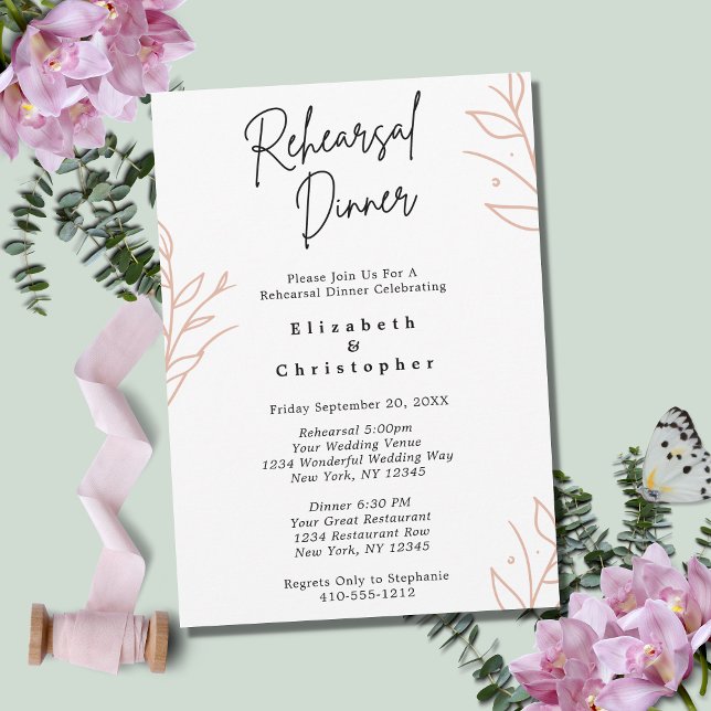 Minimalist Script Modern Boho Rehearsal Dinner Invitation (Creator Uploaded)