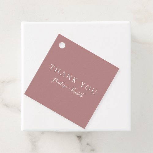 Minimalist Script Modern Custom Wedding Dusty Rose Favor Tags